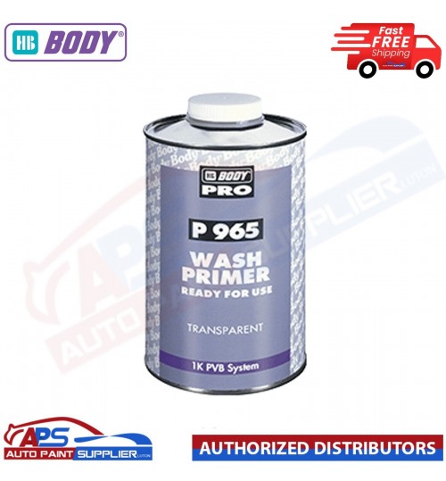 HB BODY P965 1K WASH PRIMER 1LTR - (TRANSPARANT ETCH FOR ALU, GALV, STAINLESS)